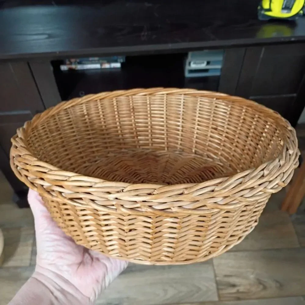 Round Wicker Basket Farmhouse Country Decoration